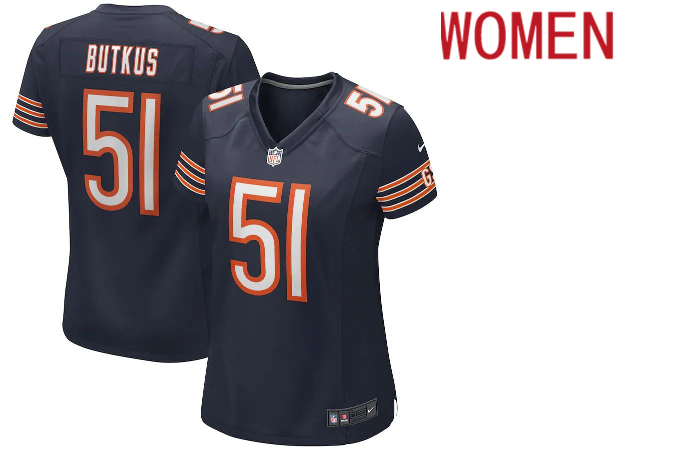 Women Chicago Bears 51 Dick Butkus Nike Navy Game Retired Player NFL Jersey